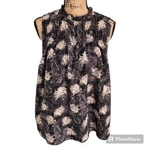 Joie Sleevless Blouse Womens SZ Large Fairy Whimsy Floral Dark Romantic Office
